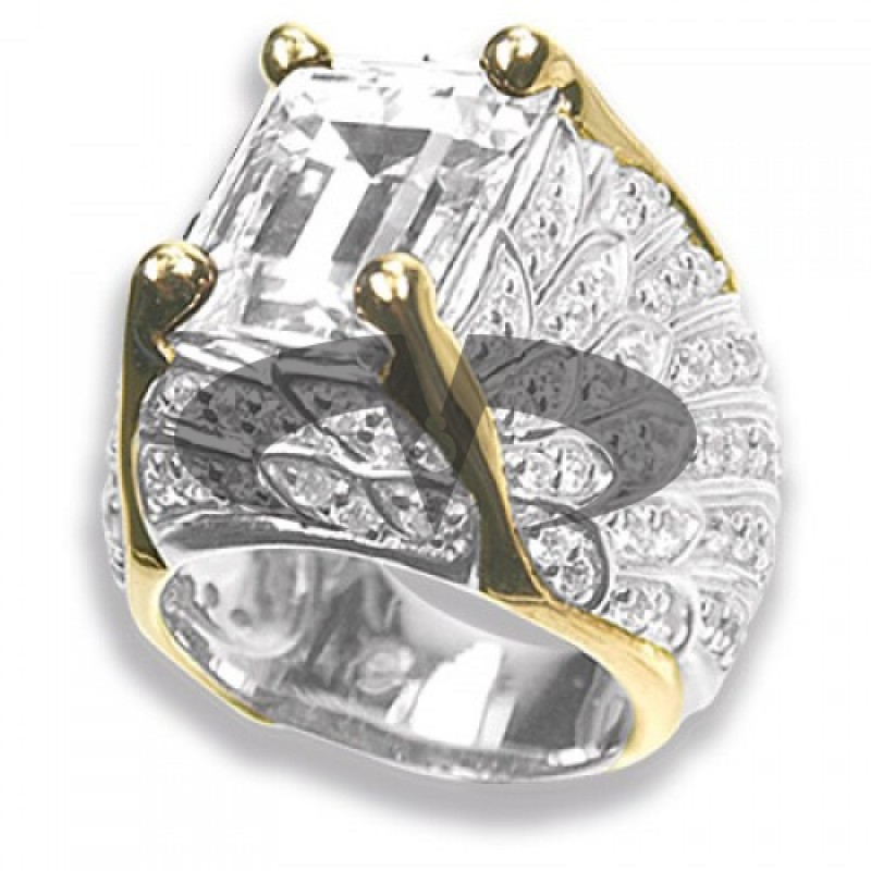 Anello Ali Argento dorato e Swarovski bianchi Crystal Evolution
