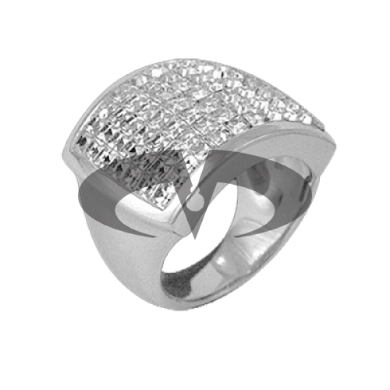 Anello Quadrato in Argento con Swarovski bianchi Crystal Evolution