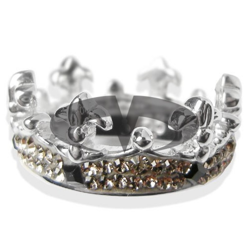 Anello Corona Argento e Swarovski grigi Crystal Evolution