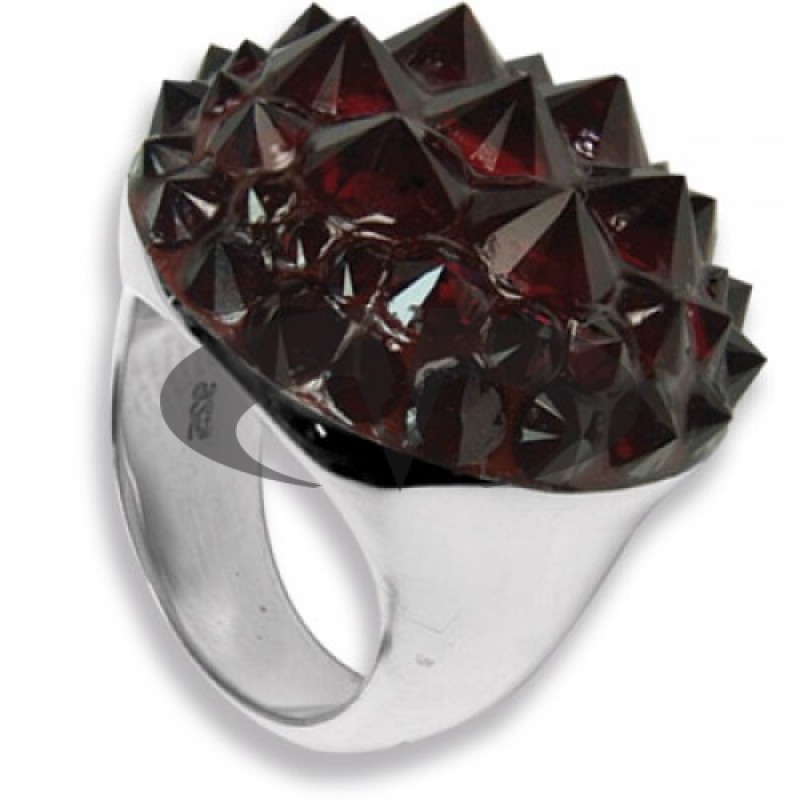 Anello rotondo in Argento con Swarovski rossi Crystal Evolution