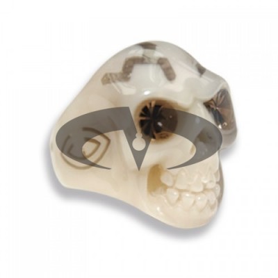 Anello Teschio beige in resina con occhi Swarovski Crystal Evolution