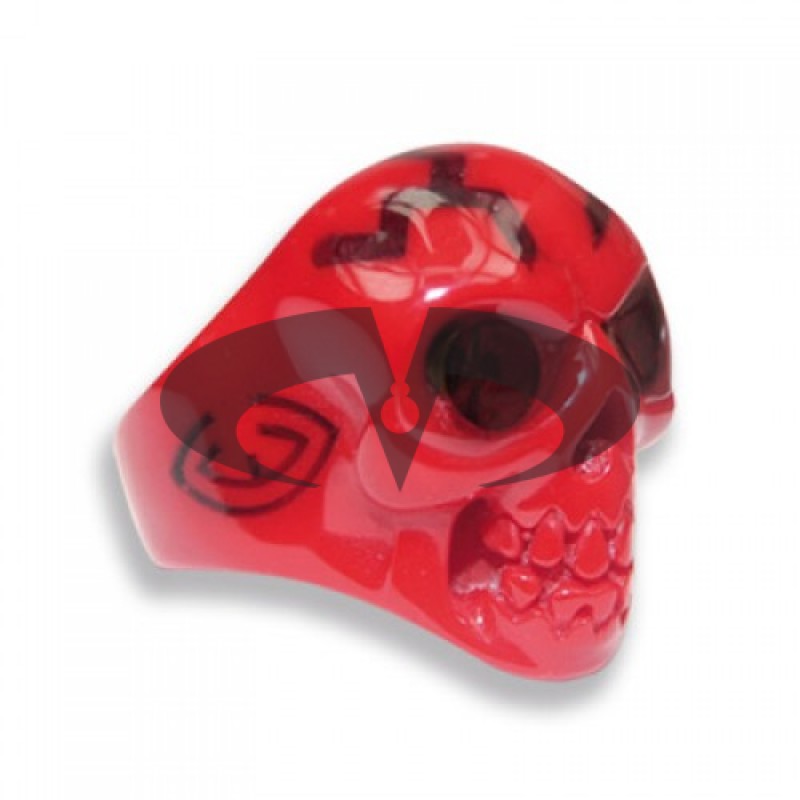 Anello Teschio rosso in resina con occhi Swarovski Crystal Evolution