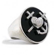 Anello in Argento ed Onice con Doppia Fede Speranza Carità Big El Rana