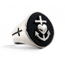 Anello Argento&Onice Old School Fede Speranza Carità El Rana