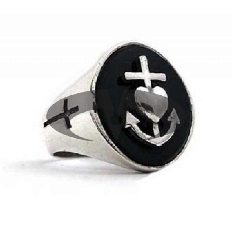 Anello Argento&Onice Old School Fede Speranza Carità El Rana