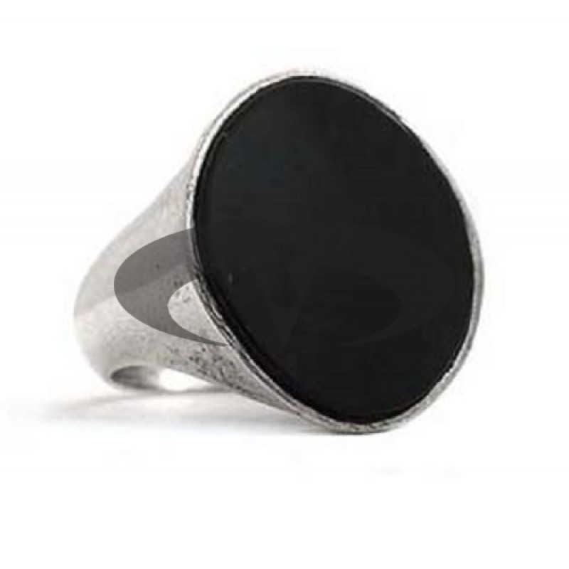Anello in Argento ed Onice Ovale Old School El Rana