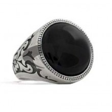 Anello in Argento ed Onice Rotondo Old School El Rana