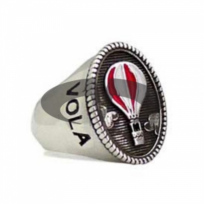 Anello in Argento Mongolfiera Rossa Vola Alto El Rana