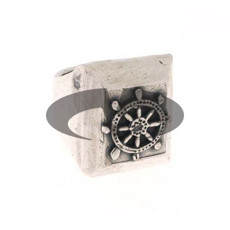 Anello Argento Rettangolare Timone Old School El Rana