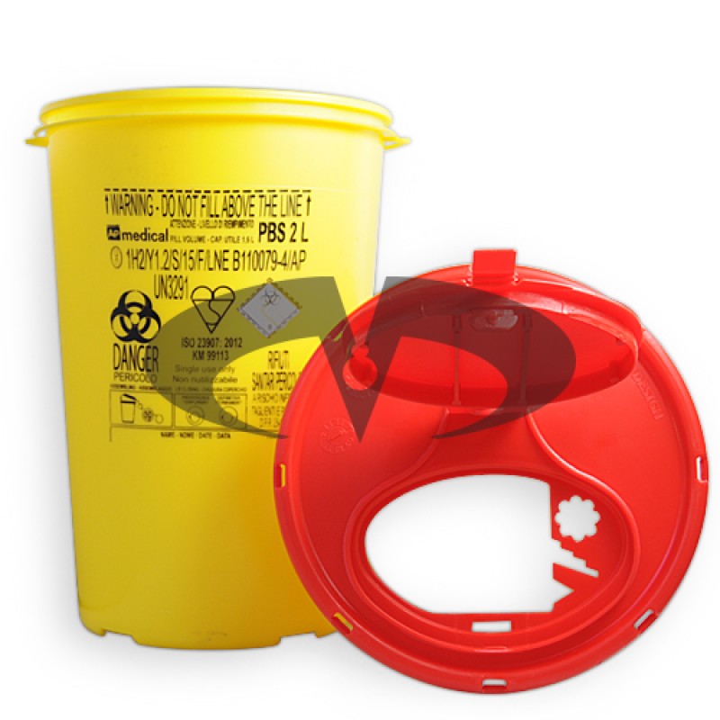 Conteneur pour aiguilles et objets tranchants 2Lt
