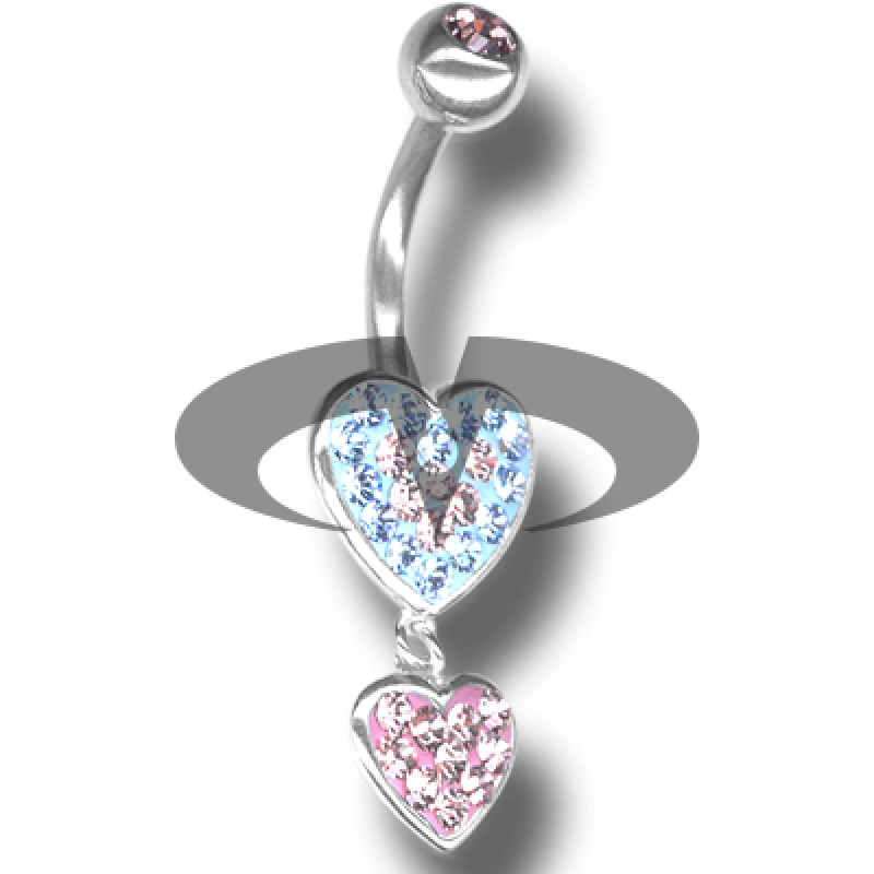 Crystal Double Heart Dangling Bananabell 08