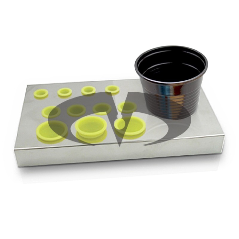 Porta tappini in acciaio con porta bicchieri