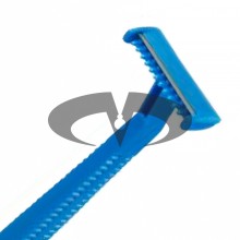 Disposable single-blade blue razors with protective cap