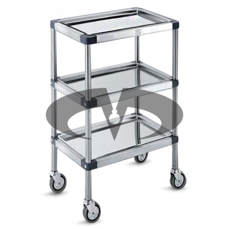 Chariot en acier inoxydable avec roulettes et 3 étagères
