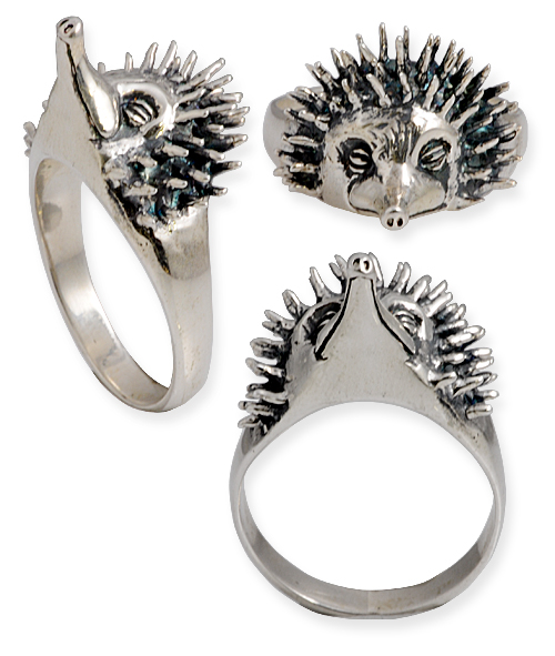 anello in argento con porcospino